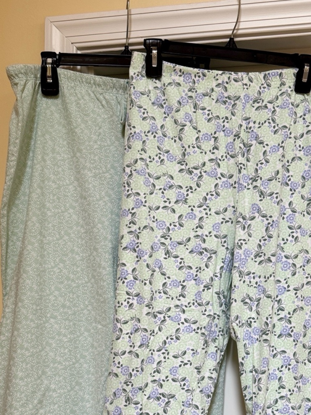 Lot of 2 Nautica Cropped Pajama Pants Mint Green White Lavender Floral Cotton XL